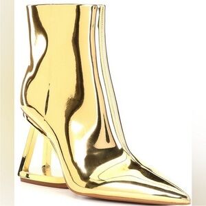Metallic Gianni Bini Gold Mirror Futuristic Geometric Boots